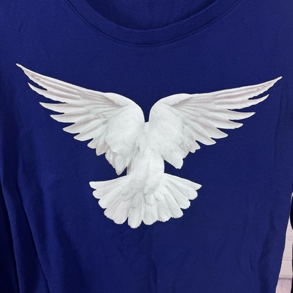 Norma Kamali Blue Long Sleeve Bird Wings T-Shirt Size Large - Picture 3 of 4